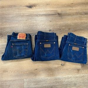3 Pairs! Levis 501, Wrangler